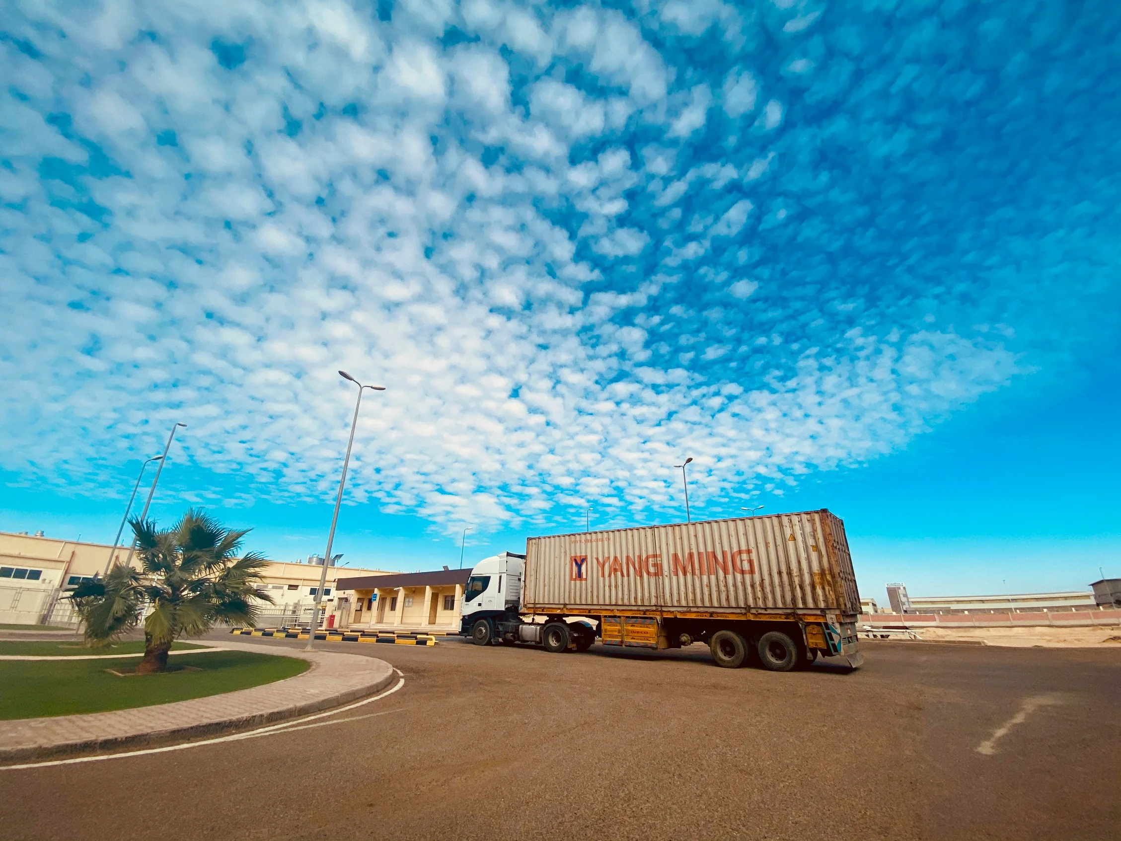 Freight truck at a regional cargo transport checkpoint